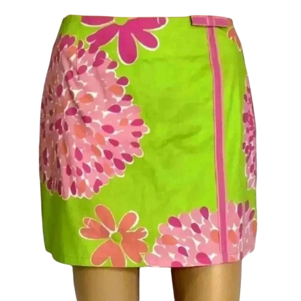 Lilly Pulitzer Skirt Size 4 Green Pink Floral‎ Mini Skort Womens